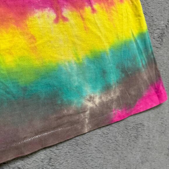 Vintage Tie Dye 90s Tank Shirt Womens S Oversized Rainbow Psychedelic Distressed - Picture 7 of 10
